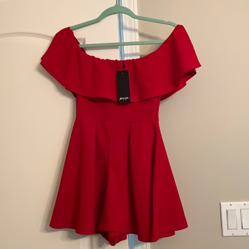NWT - Red off the shoulder romper